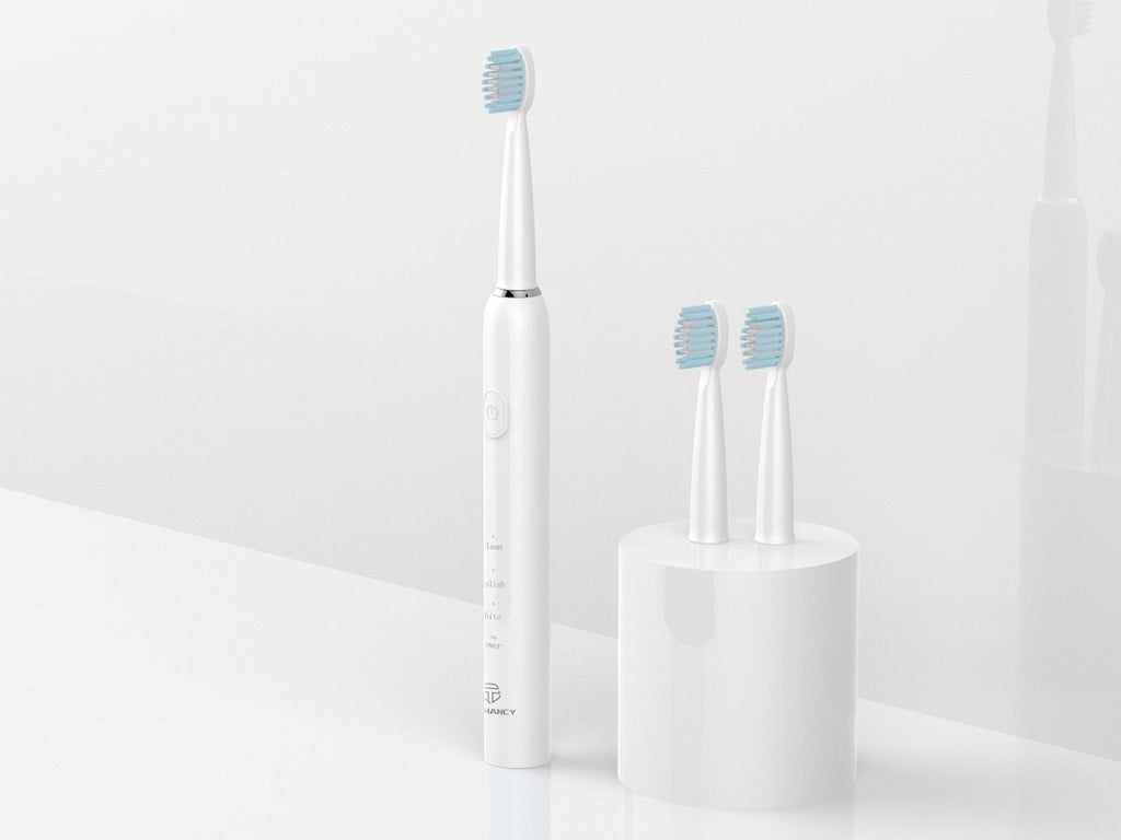 Techancy Escova De Dentes Eléctrica Branca KH6201, À Prova De Água IPX7, Cabeça De Escova Substituível, Bateria Recarregável