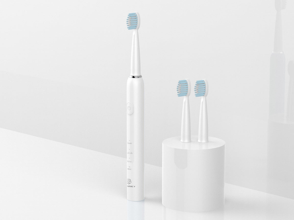 Techancy Escova De Dentes Eléctrica Branca KH6201, À Prova De Água IPX7, Cabeça De Escova Substituível, Bateria Recarregável